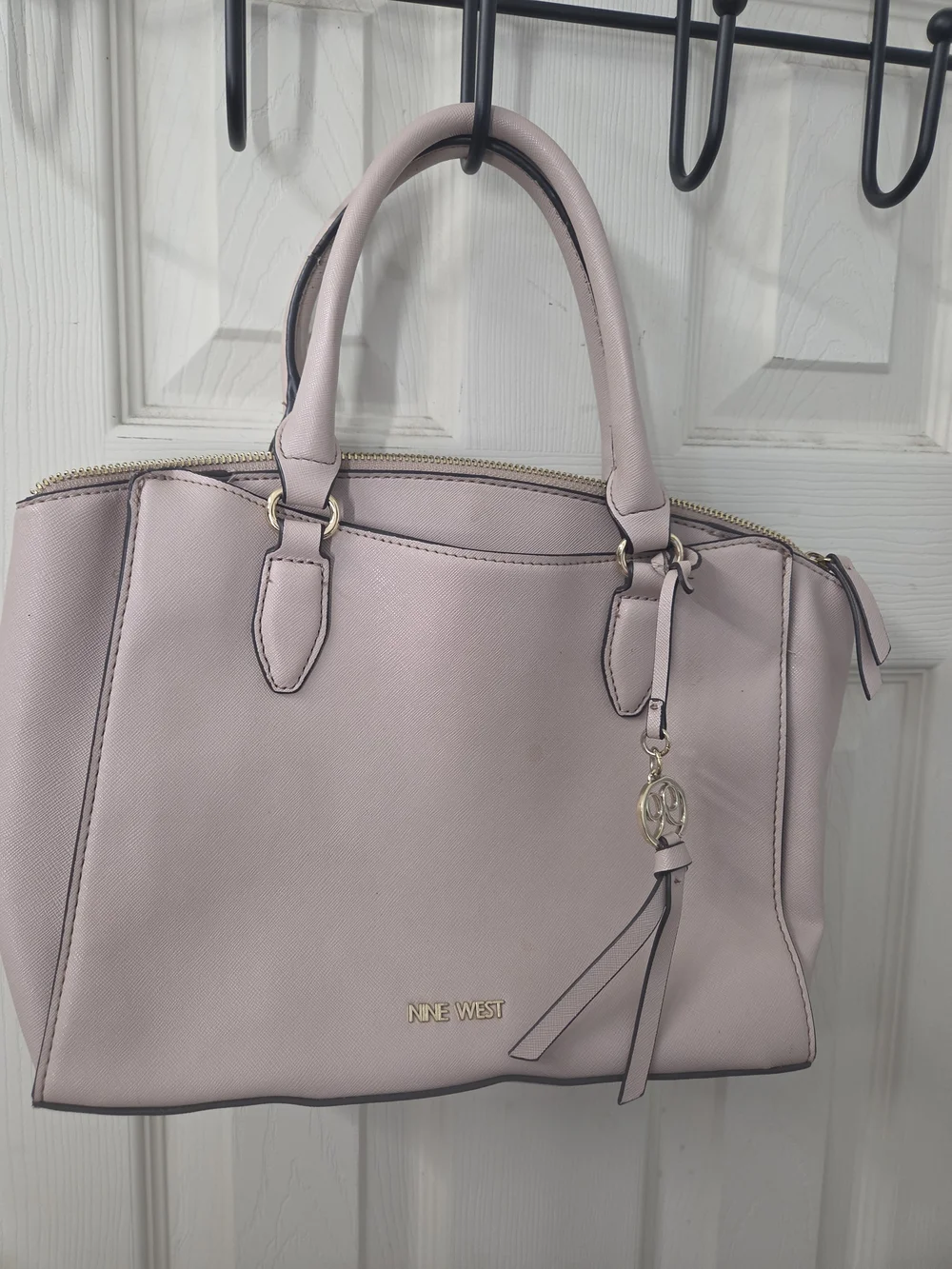 Nine West Light Pink Saffiano Satchel with Tassel Charm